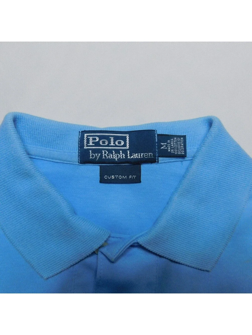Polo Ralph Lauren Shirt Mens Medium M Blue Custom Fit Yellow Pony Cotton Polo